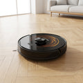 Robot aspirateur laveur 6500 Pa sur parquet à chevrons